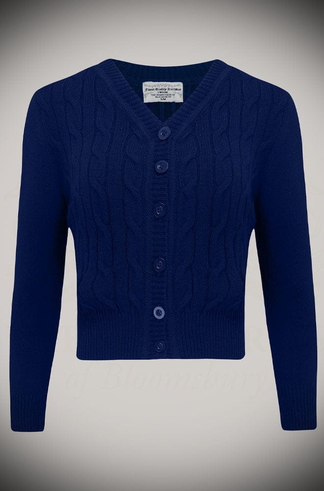 Navy 40s Cable Knit Cardigan image 3