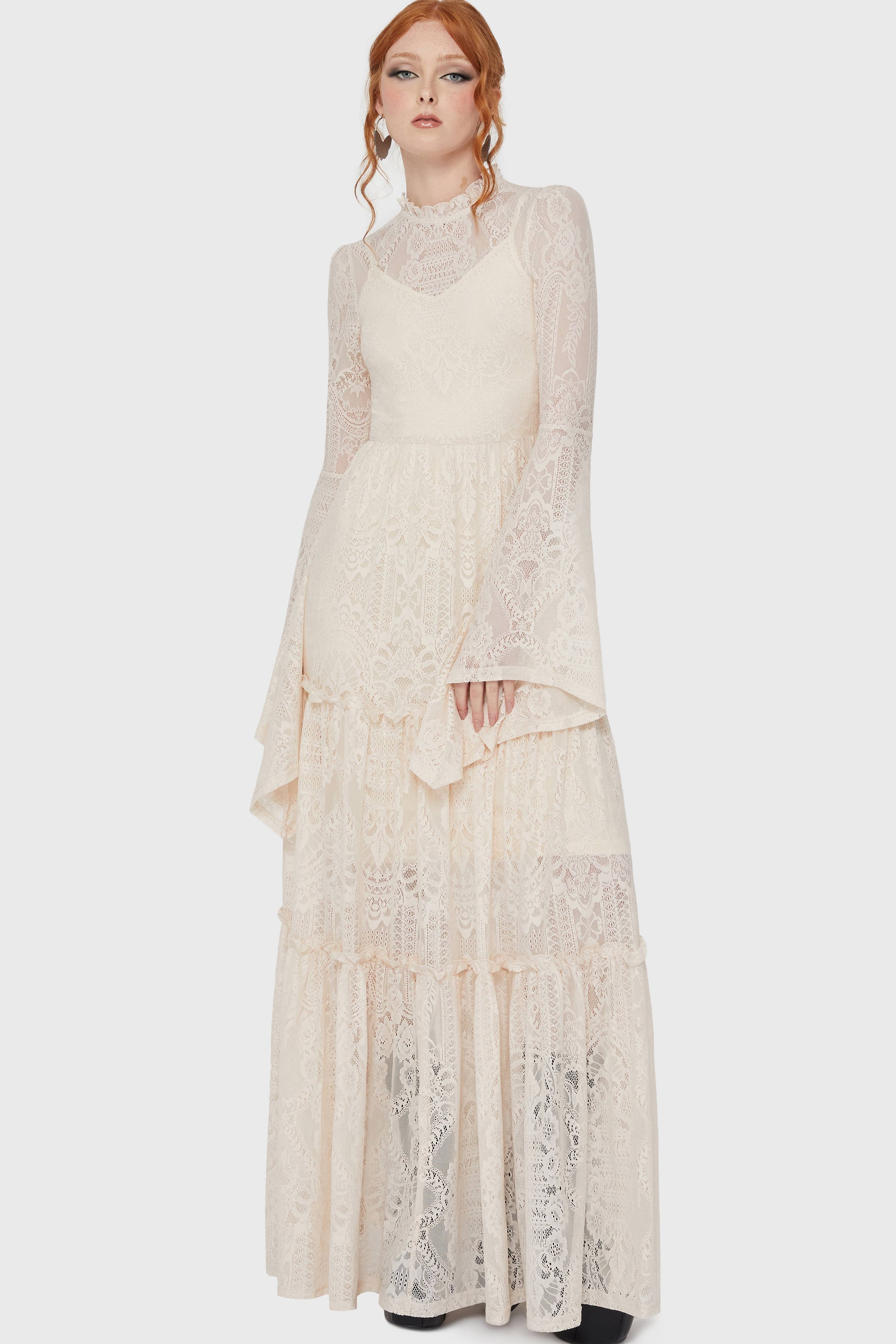 Antique white Hecate Lace Maxi Dress
