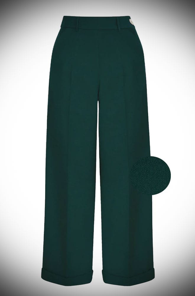 Bottle Green High Waisted Trousers image 4