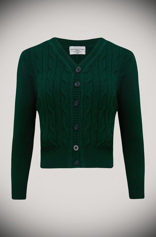 Green 40s Cable Knit Cardigan image 4