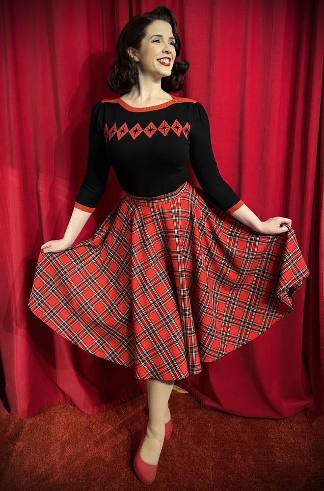Red Tartan Swing Skirt image 3