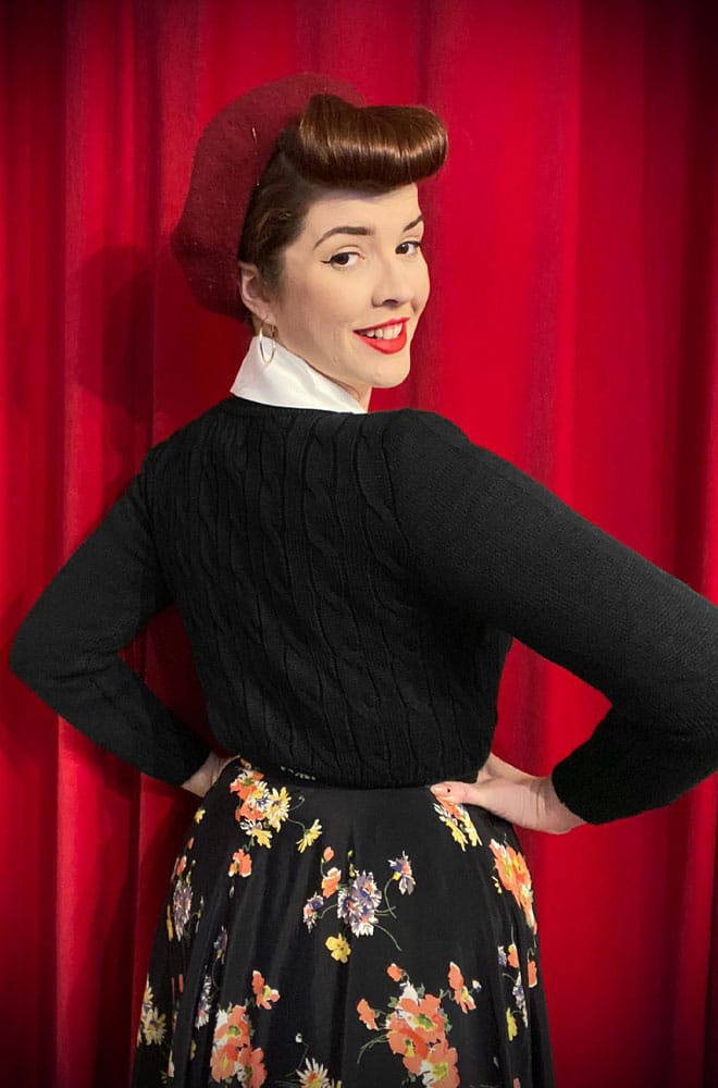 Black 40s Cable Knit Cardigan image 1