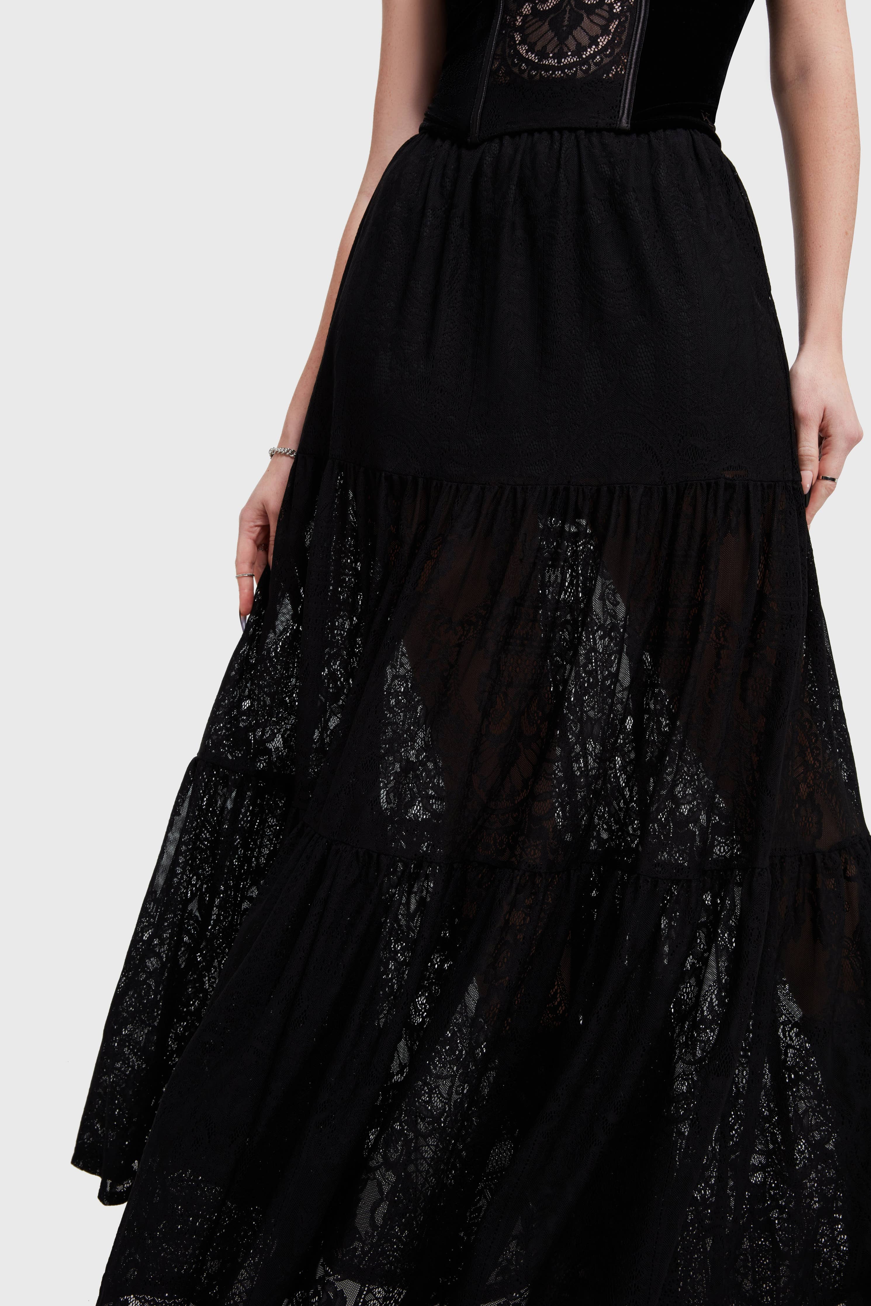 Kiss Of Night Lace Maxi Skirt