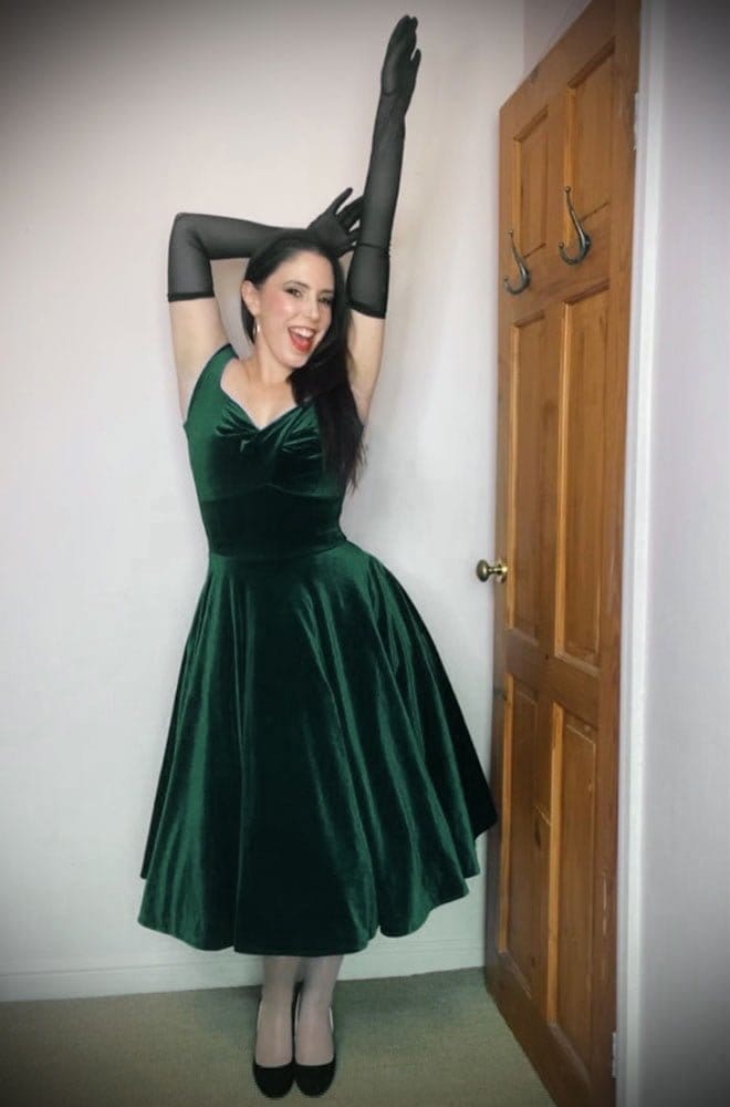 Green Velvet Aurora Swing Dress image 3
