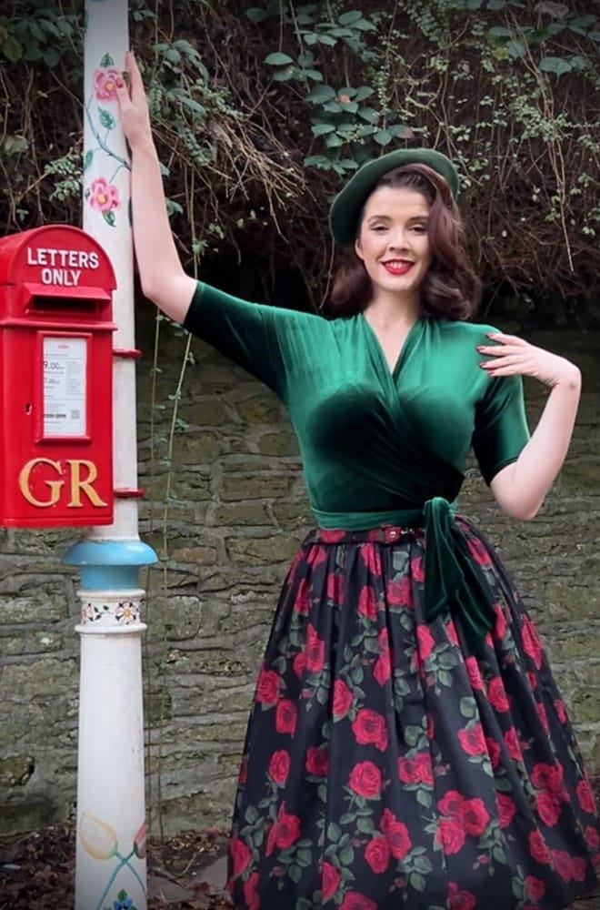 Green Velvet Wrap Top image 0