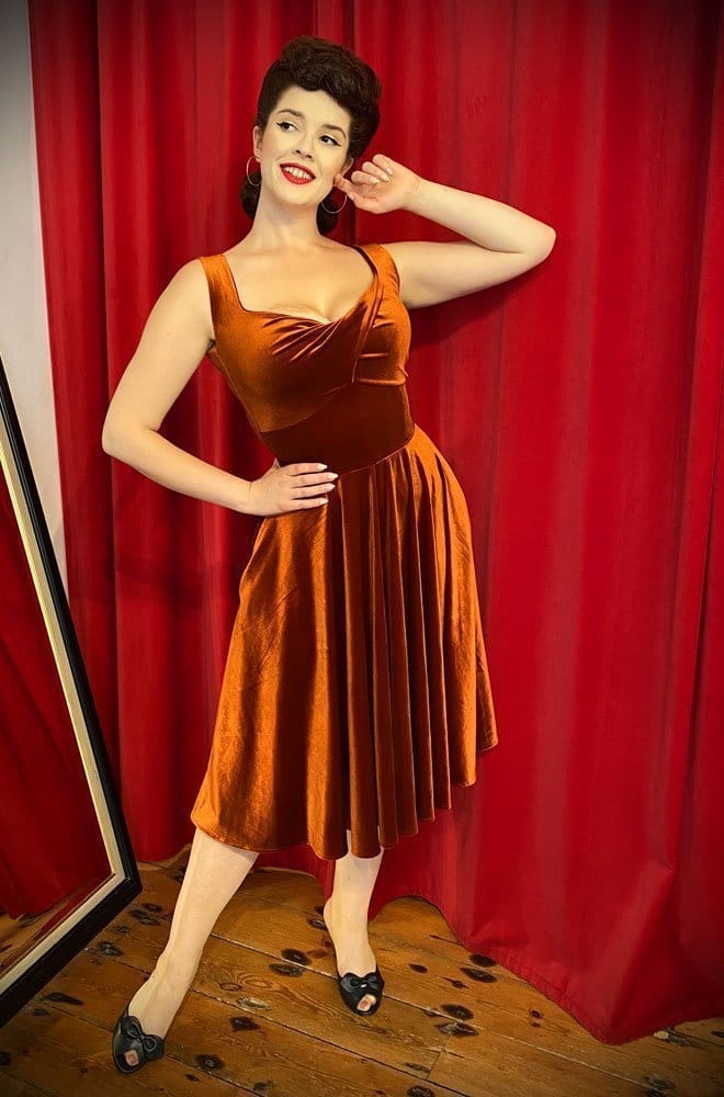 Pumpkin Velvet Aurora Swing Dress image 4