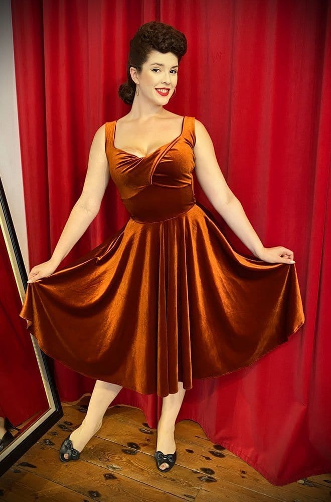 Pumpkin Velvet Aurora Swing Dress image 8