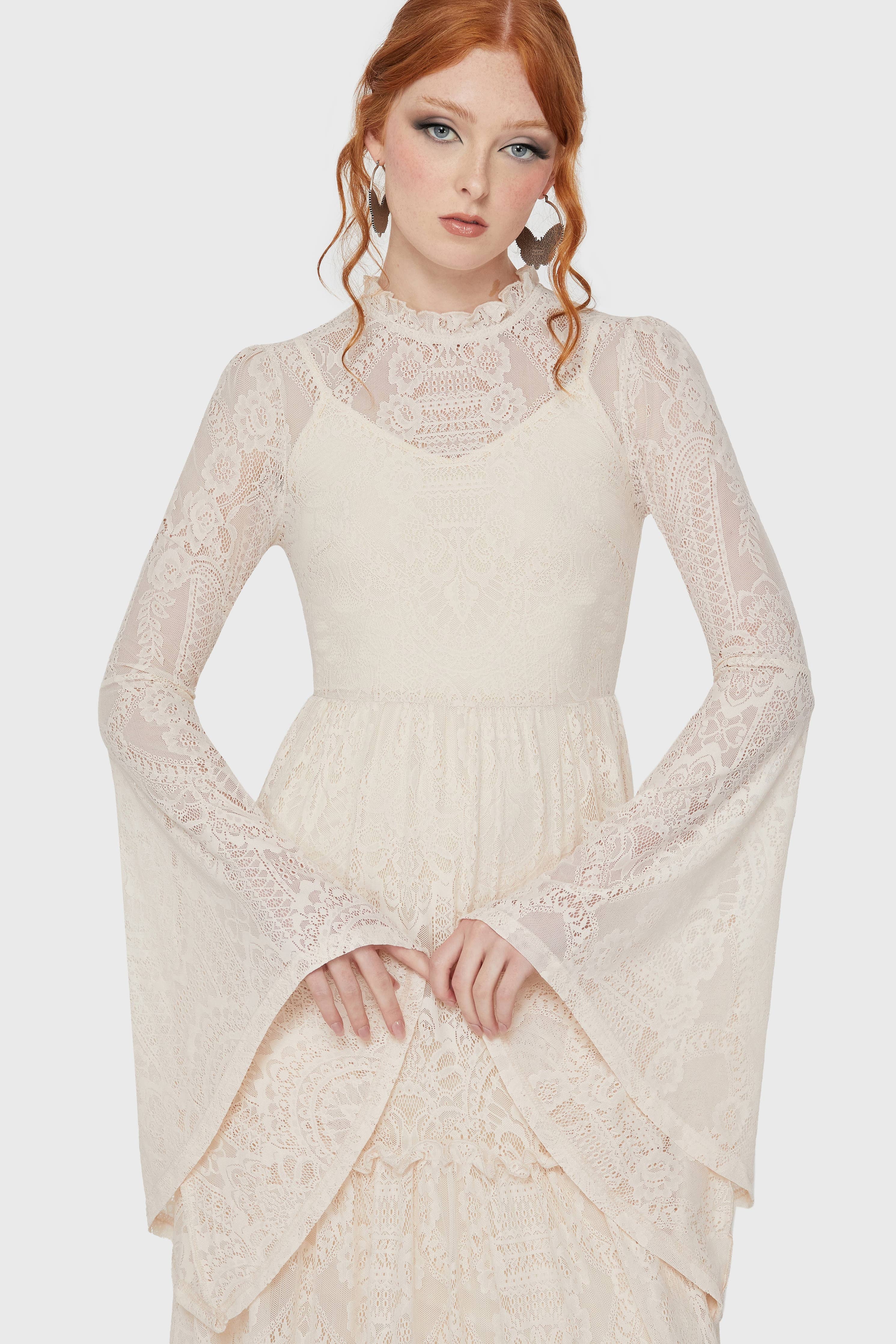 Antique white Hecate Lace Maxi Dress
