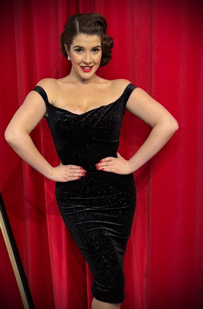 Rainbow Glitter Velvet Bettie Wiggle Dress image 6