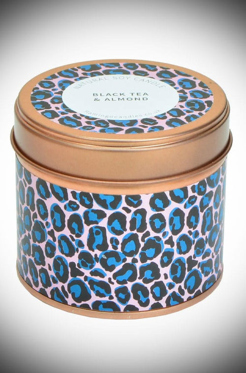 Black Tea & Almond Leopard Print Tin Candle image 0
