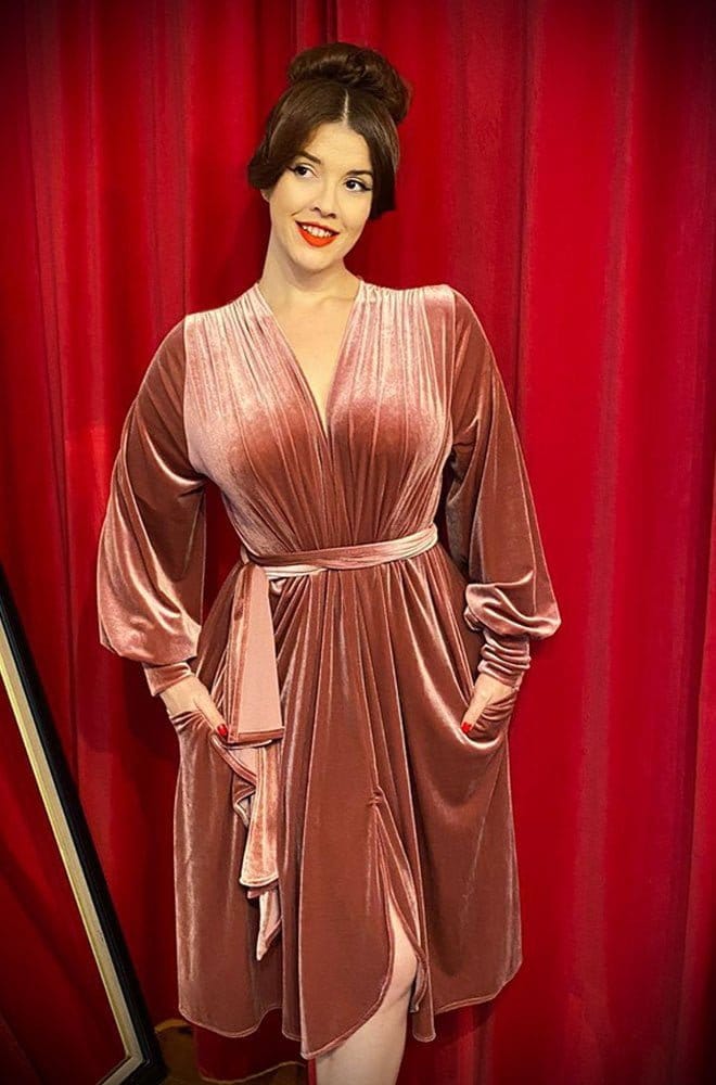 Dusky Pink Velvet Claudia Dress image 0