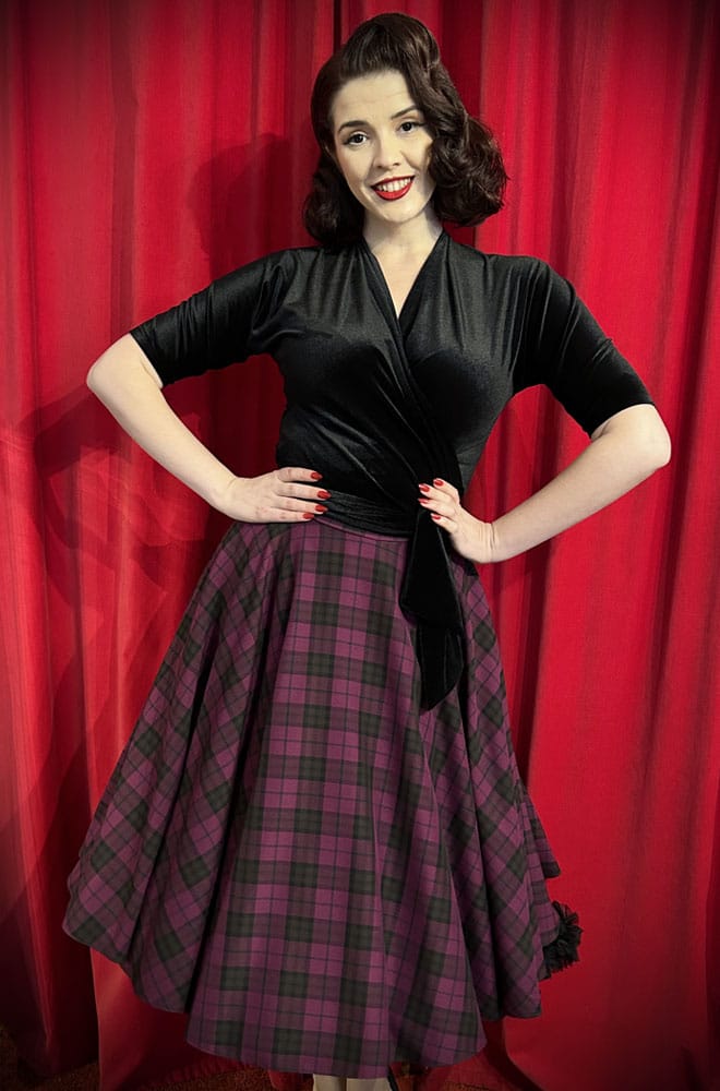 Berry Tartan Swing Skirt image 1