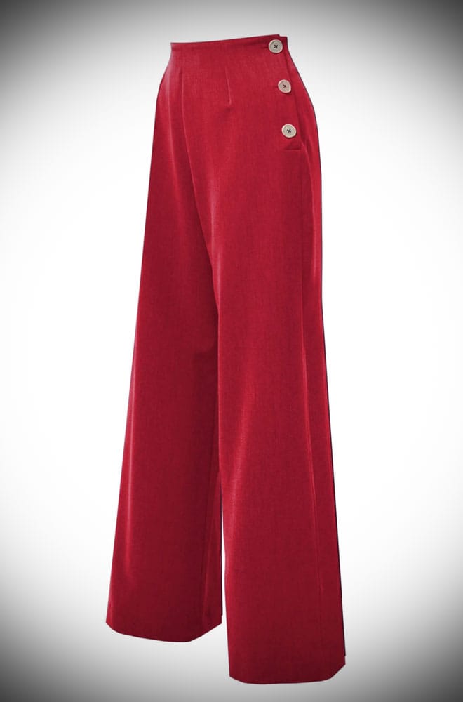 Red 40s Wide Leg Trousers image 0