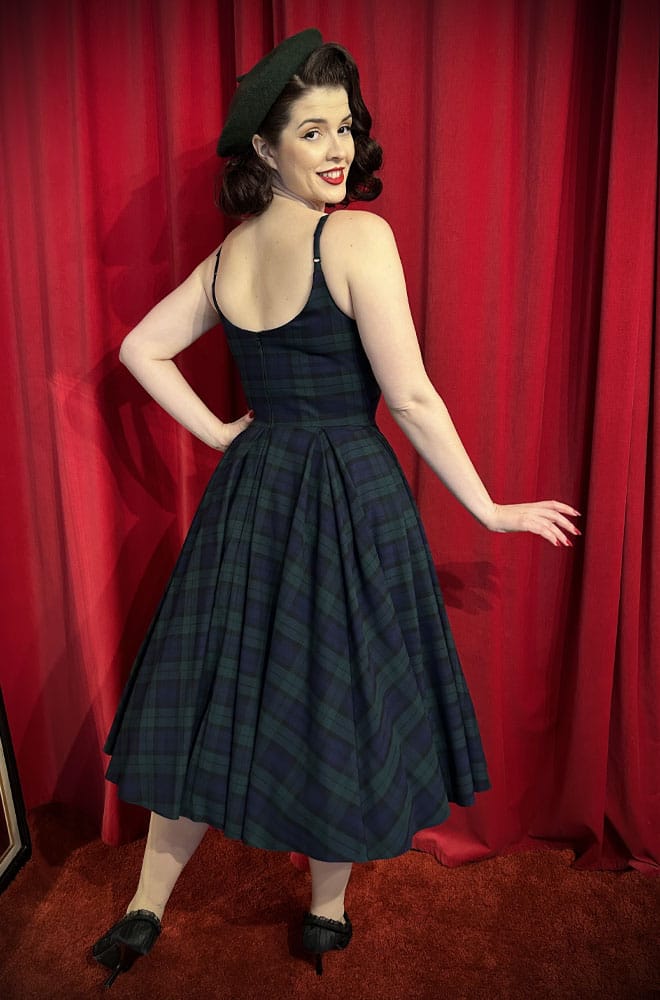 Stretch Tartan Priscilla Dress in Forest Green image 2