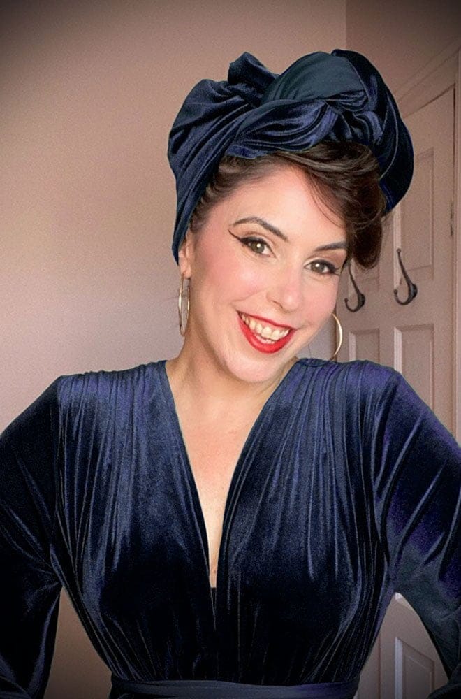 Navy Velvet Hair Scarf image 0
