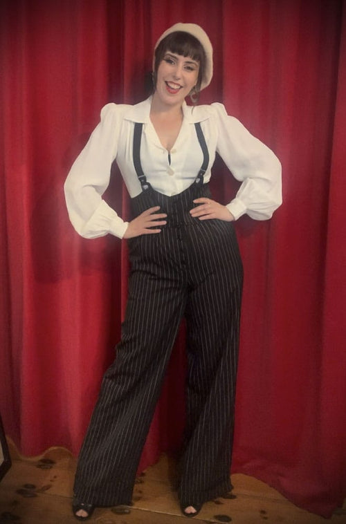 Black Pinstripe Thelma Trousers image 0