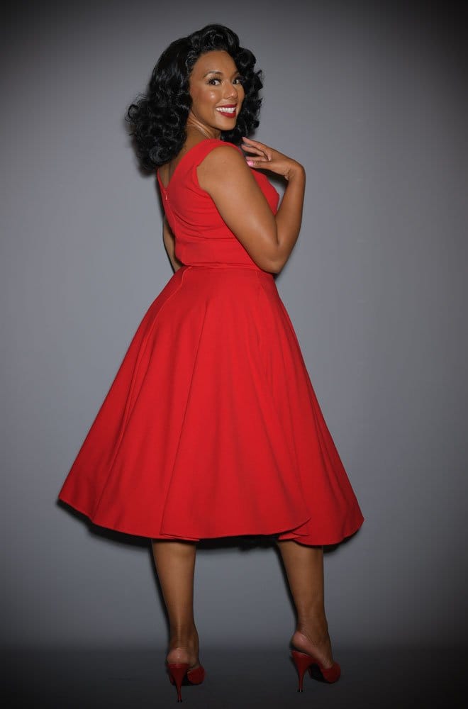 red swing dress uk Check Print Pocket Detail Swing Dress in Red