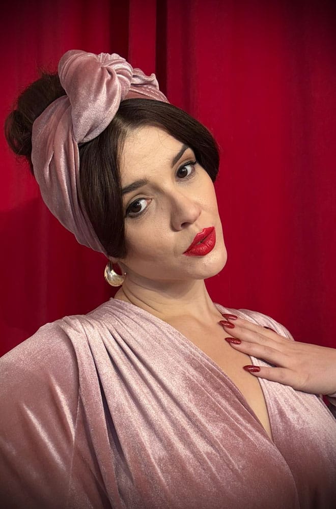 Dusky Pink Velvet Hair Scarf image 1