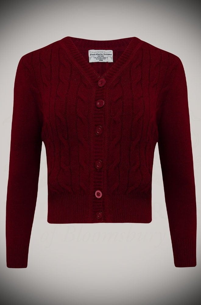 Wine 40s Cable Knit Cardigan image 3