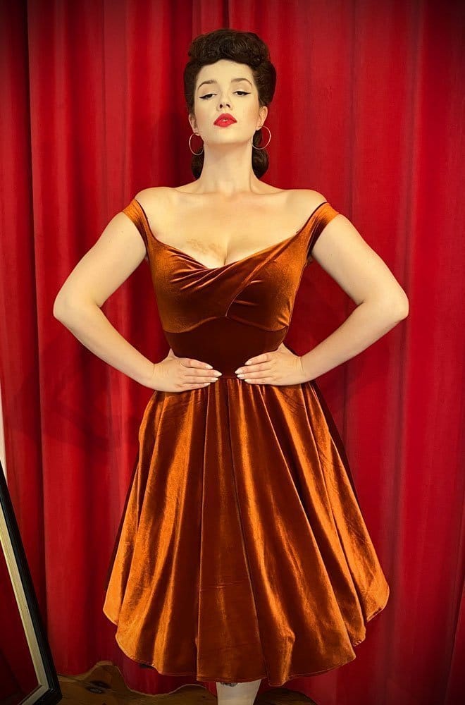 Pumpkin Velvet Aurora Swing Dress image 0