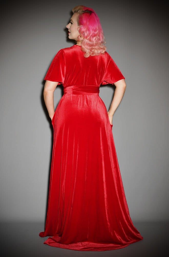 Red Velvet Claudia Flutter Gown image 5