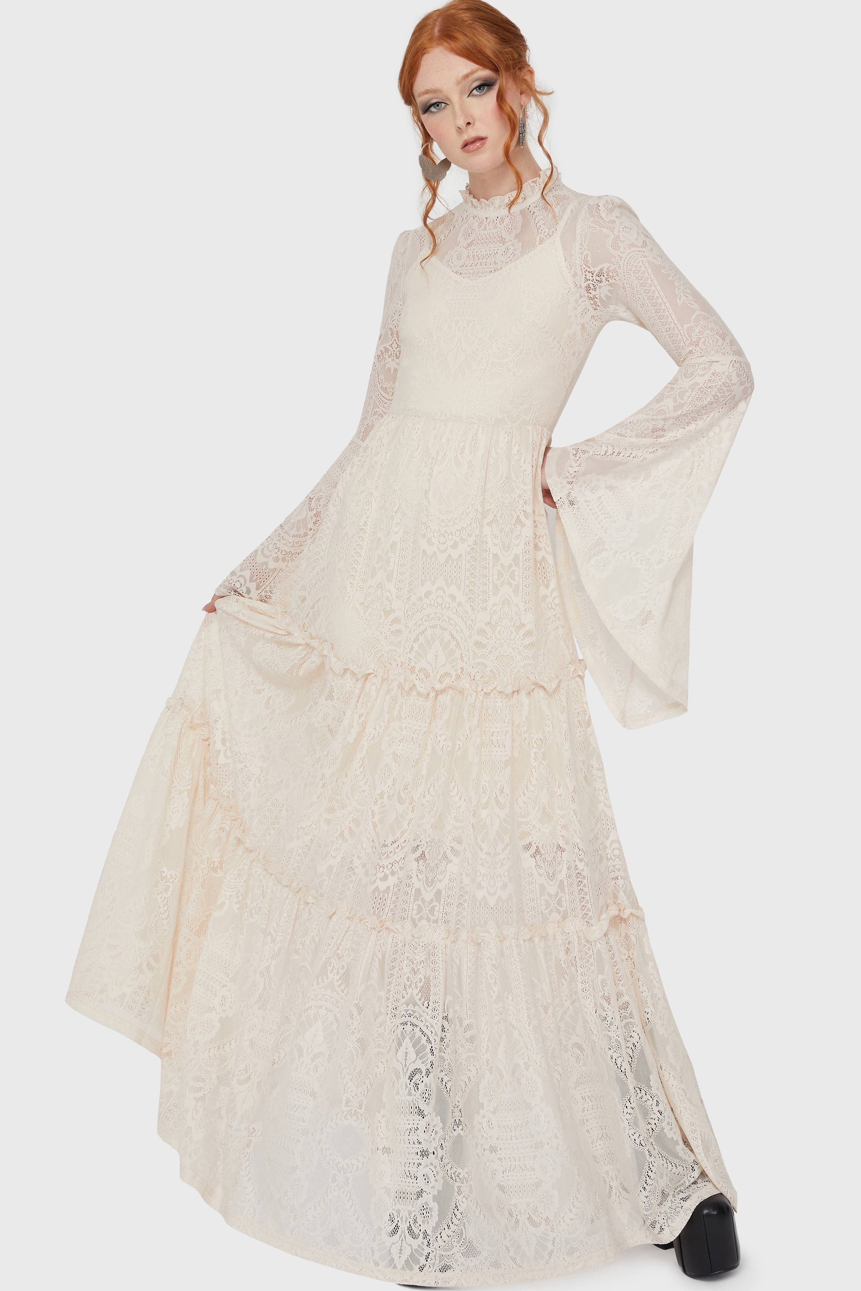 Antique white Hecate Lace Maxi Dress
