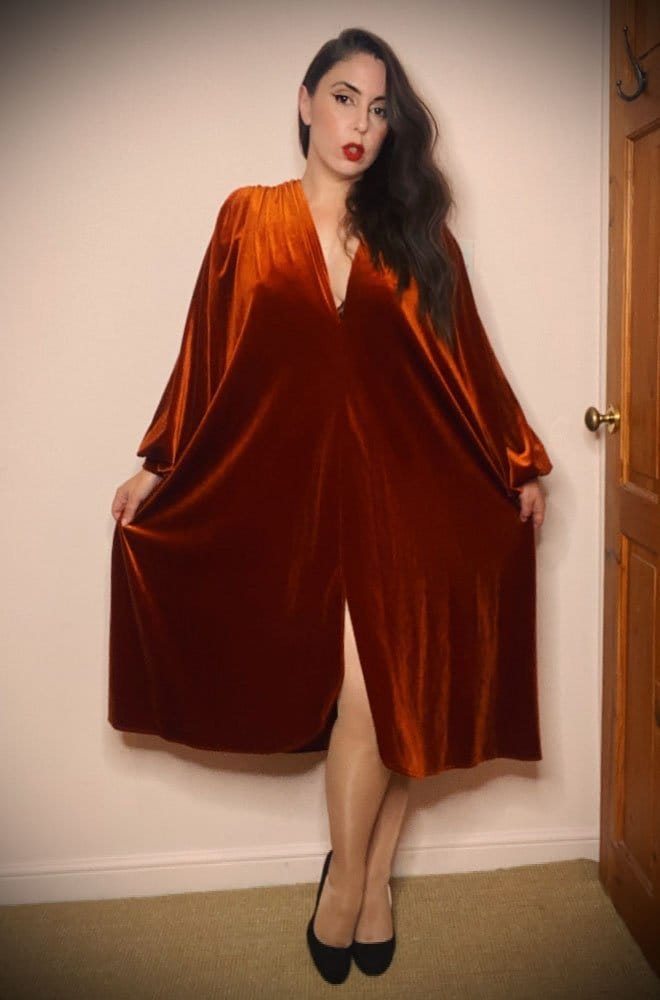 Pumpkin Spice Velvet Claudia Dress image 4