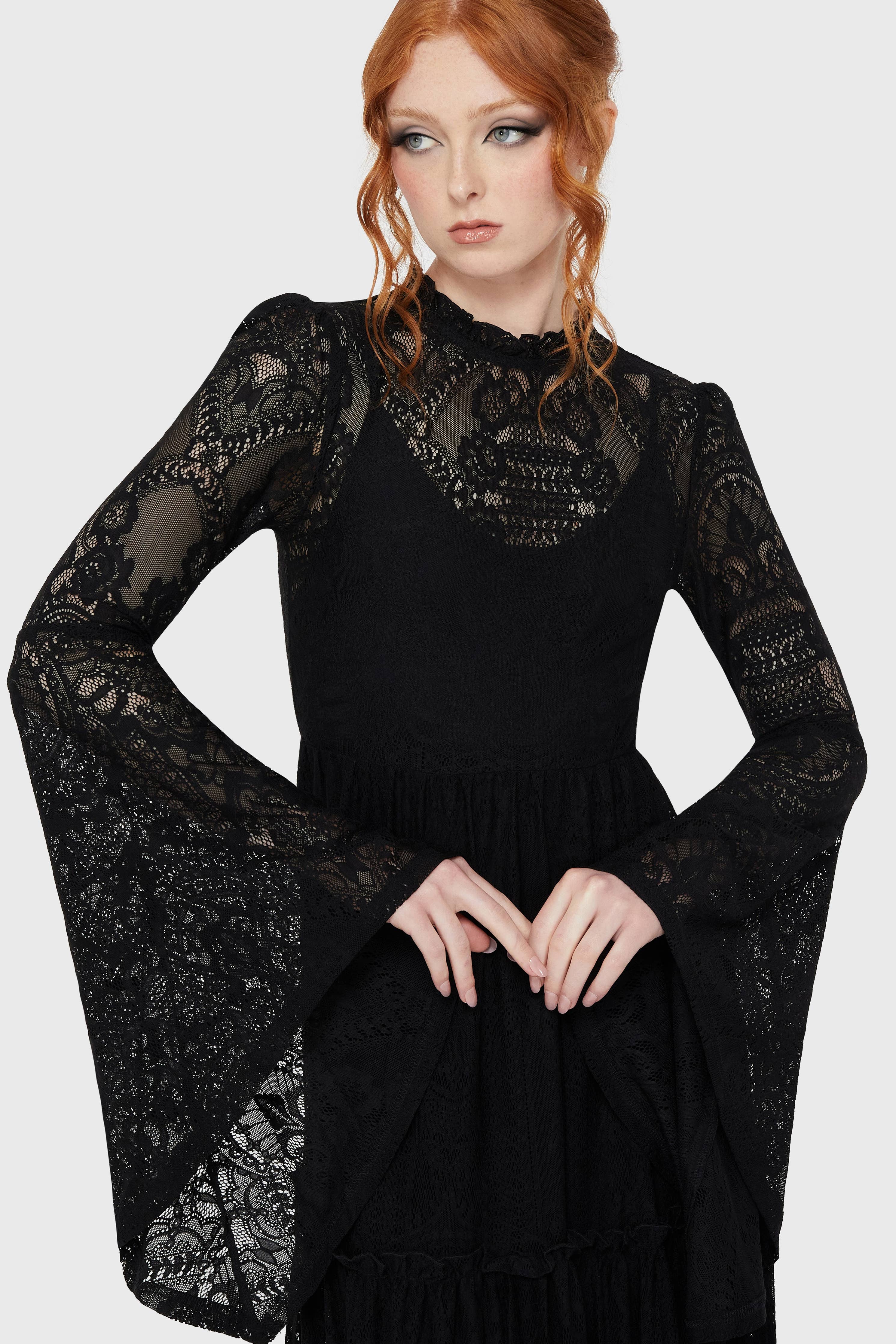 Black Hecate Lace Maxi Dress