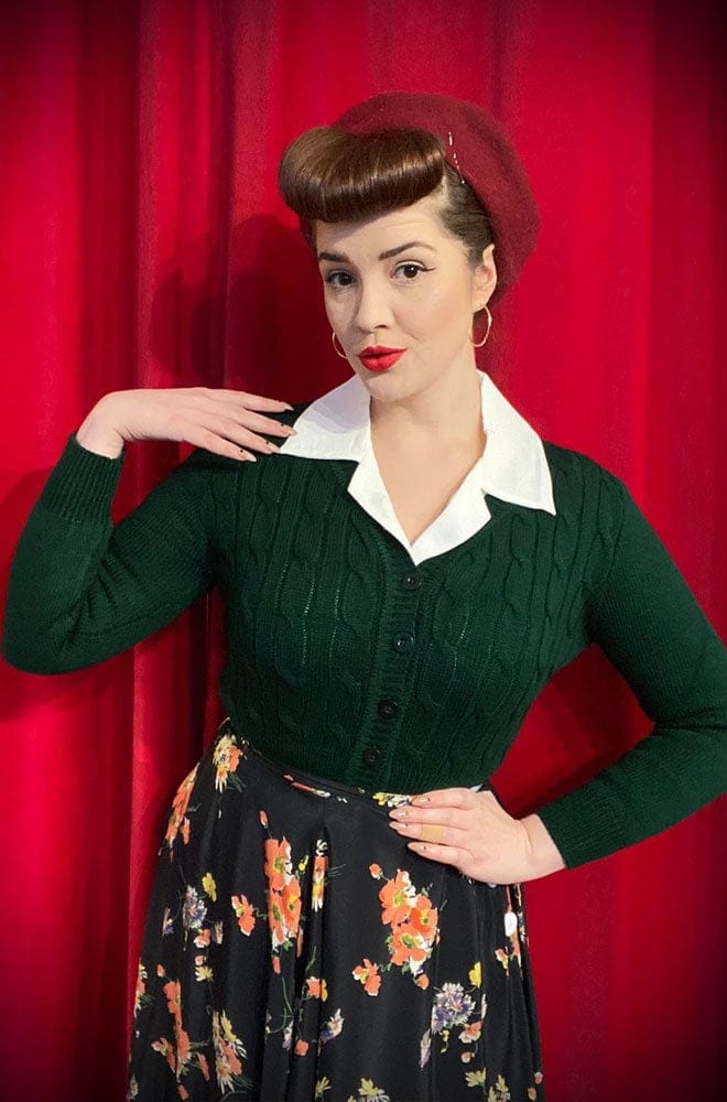 Green 40s Cable Knit Cardigan image 0