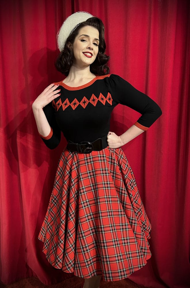 Red Tartan Swing Skirt image 2