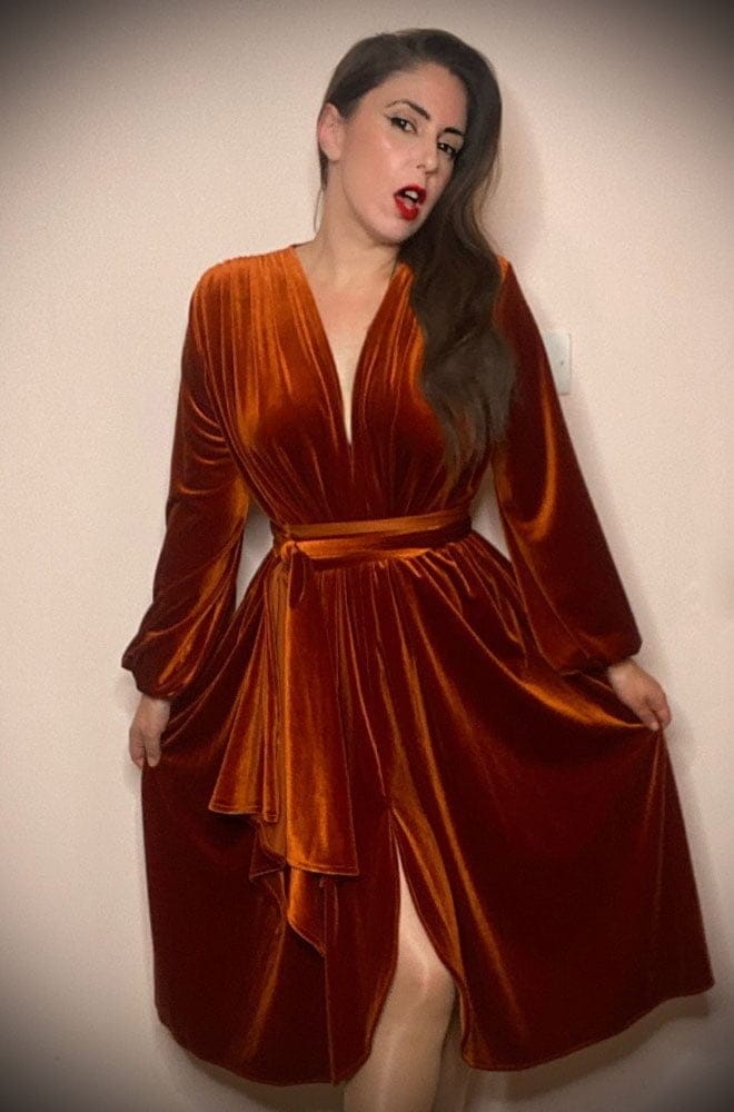 Pumpkin Spice Velvet Claudia Dress image 0