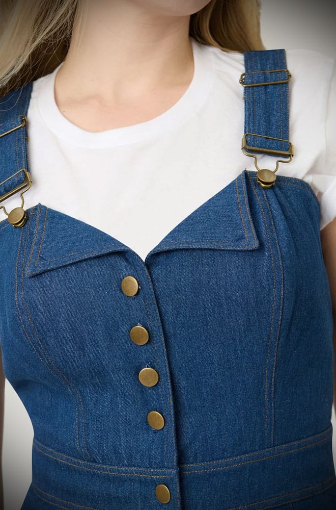 Denim Wide Leg Dungarees image 3