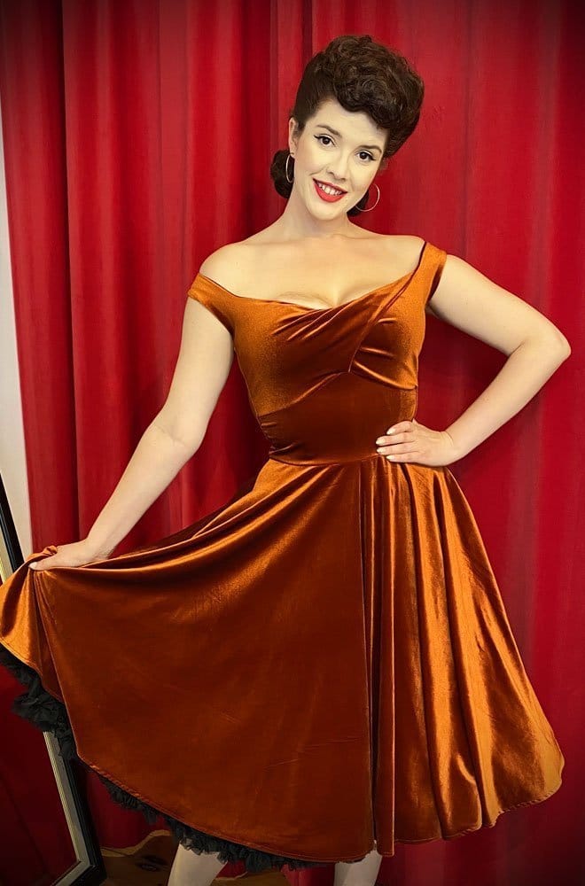 Pumpkin Velvet Aurora Swing Dress image 6