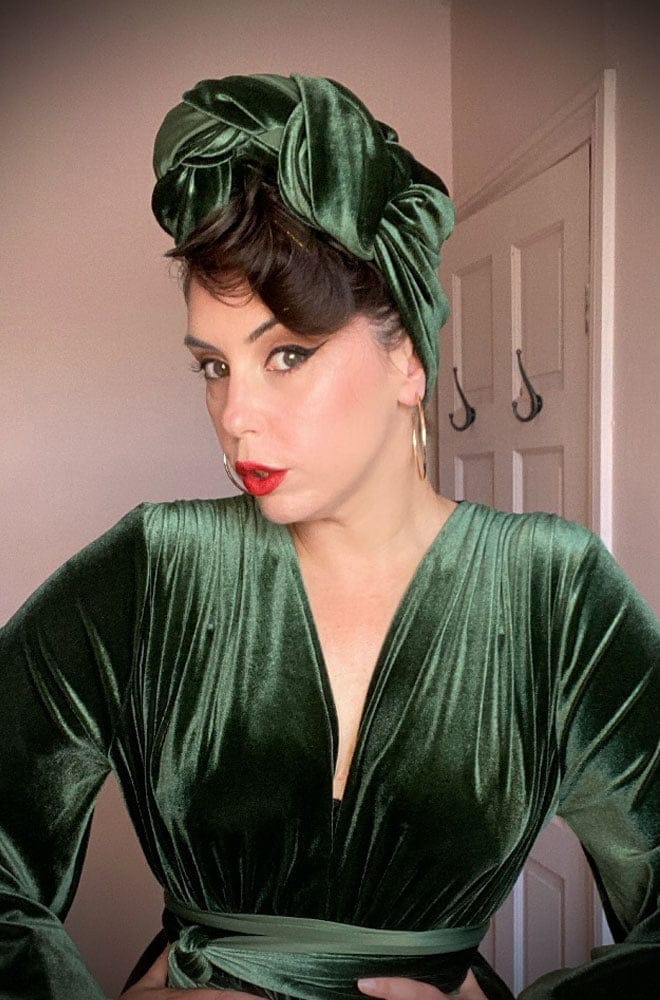 Ivy Green Velvet Hair Scarf image 1