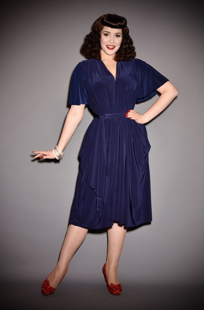 Navy Flutter Sleeve Claudia Dress image 4