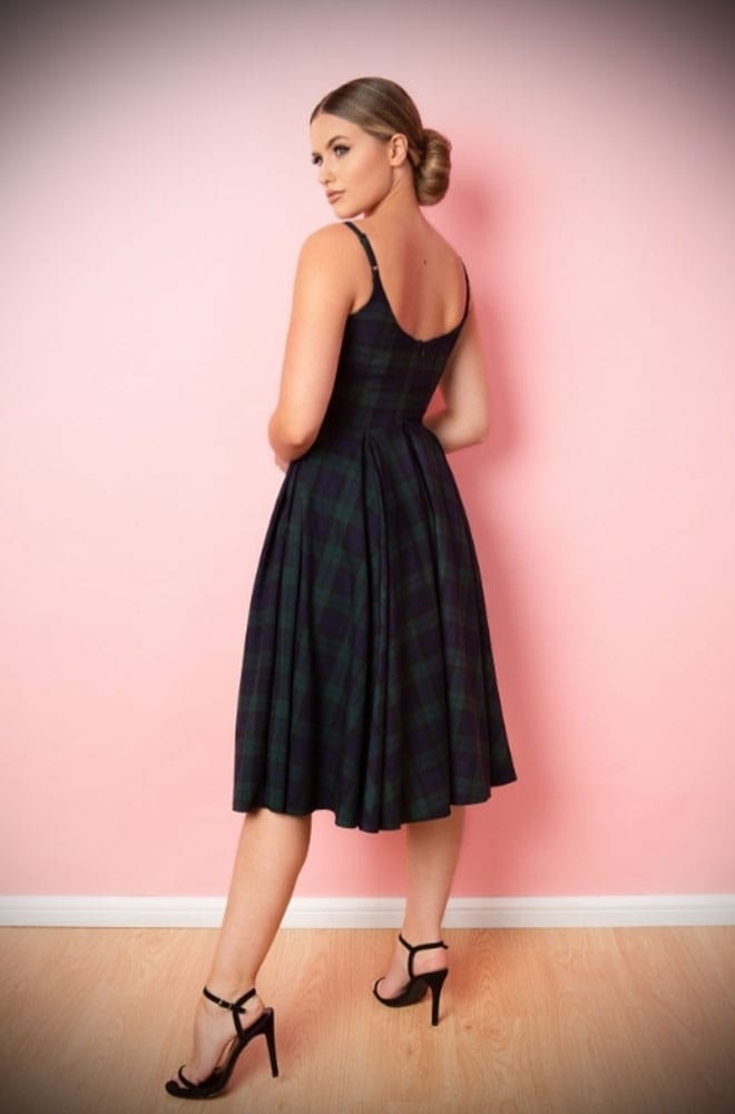 Stretch Tartan Priscilla Dress in Forest Green image 6