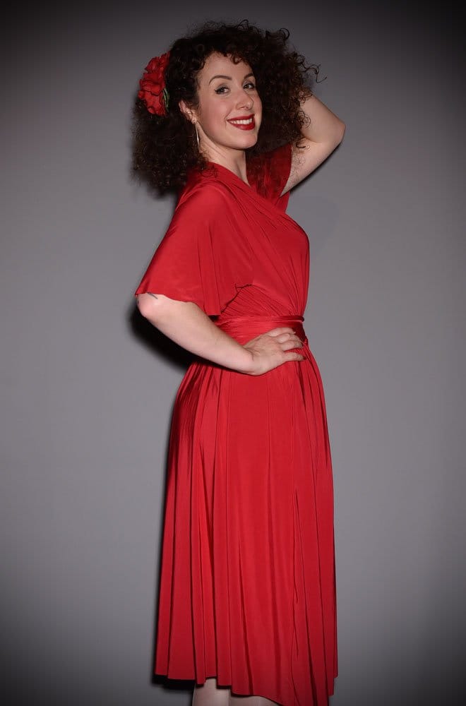 Red Flutter Sleeve Claudia Dress image 1