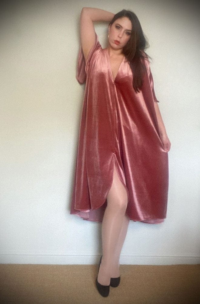 Dusky Pink Velvet Claudia Flutter Dress image 5