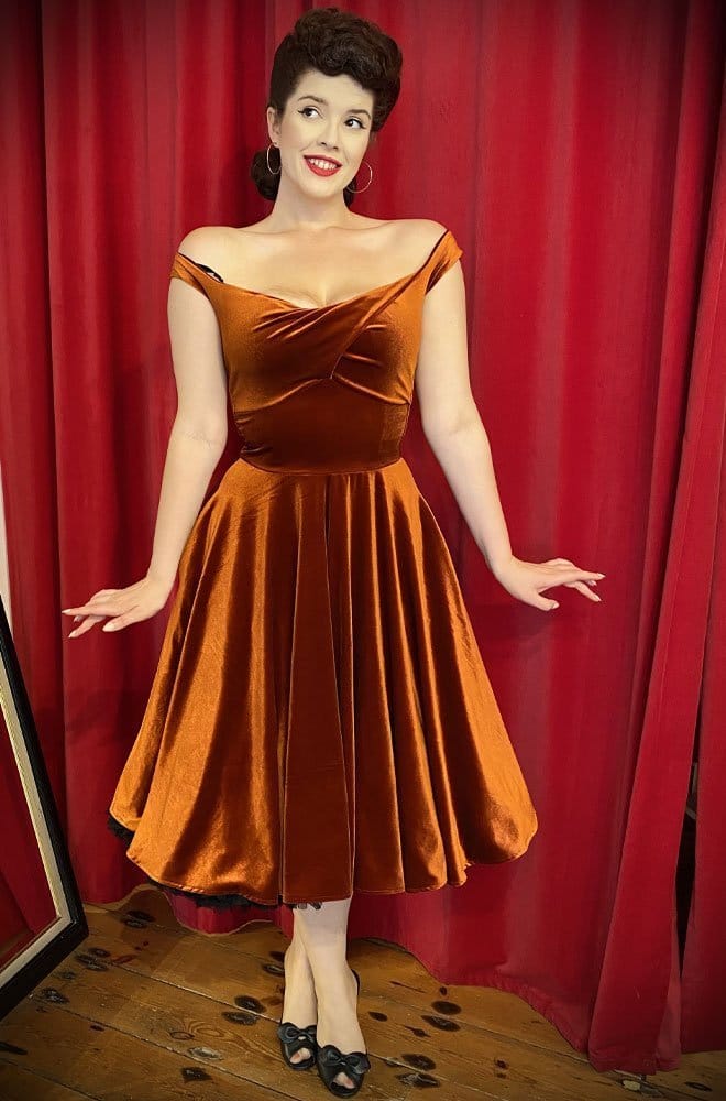 Pumpkin Velvet Aurora Swing Dress image 7