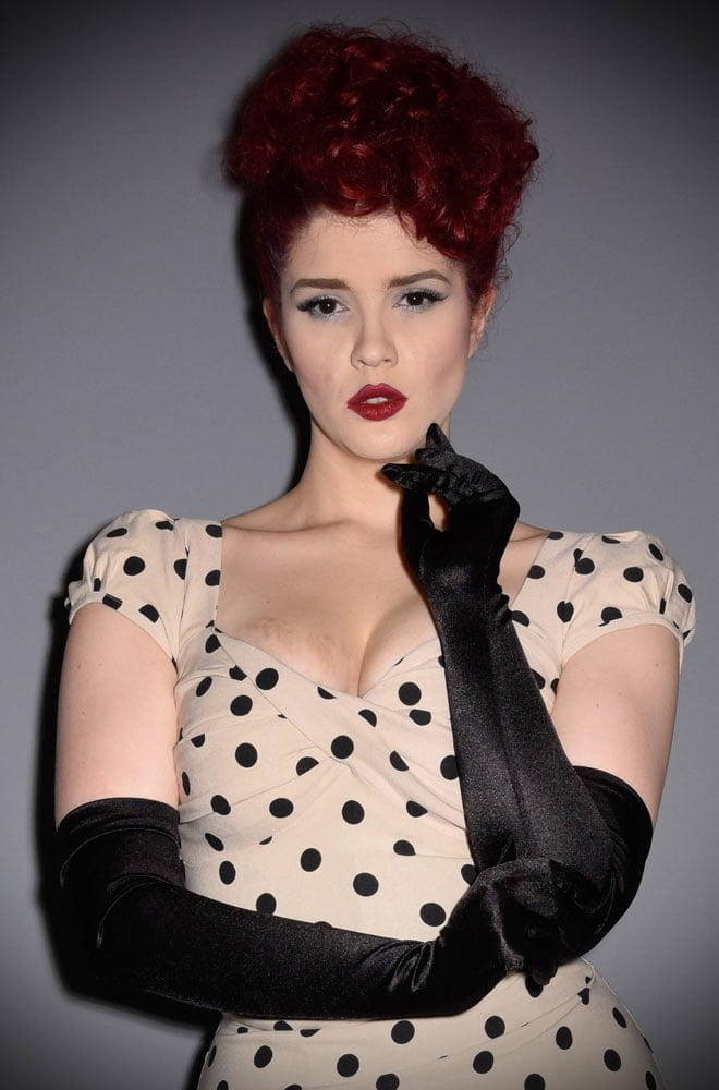 Black Satin Evening Gloves image 0