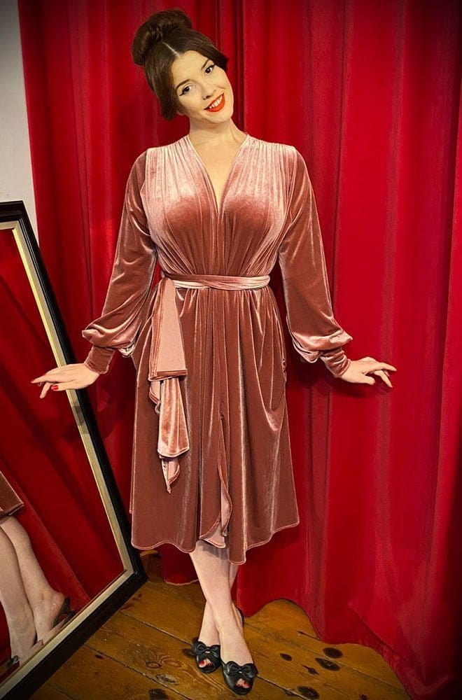 Dusky Pink Velvet Claudia Dress image 2