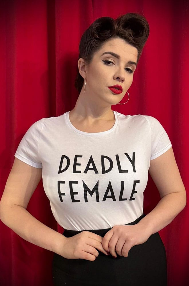 New! White Deadly Female T Shirt image 0