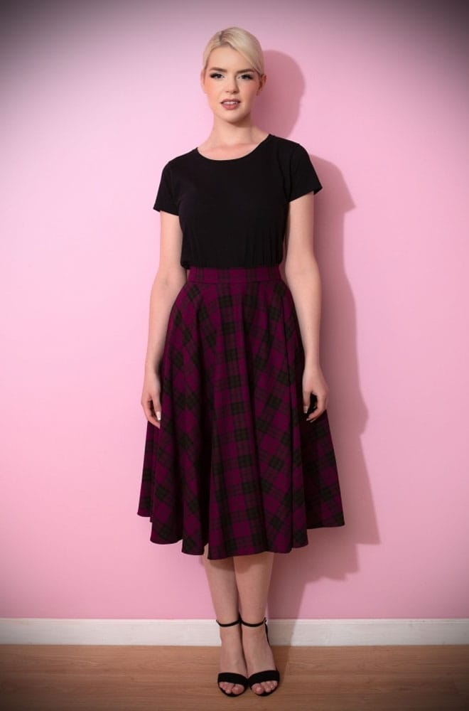 Berry Tartan Swing Skirt image 4