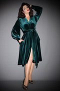 Green Velvet Claudia Dress - 40s Film Noir evening dress