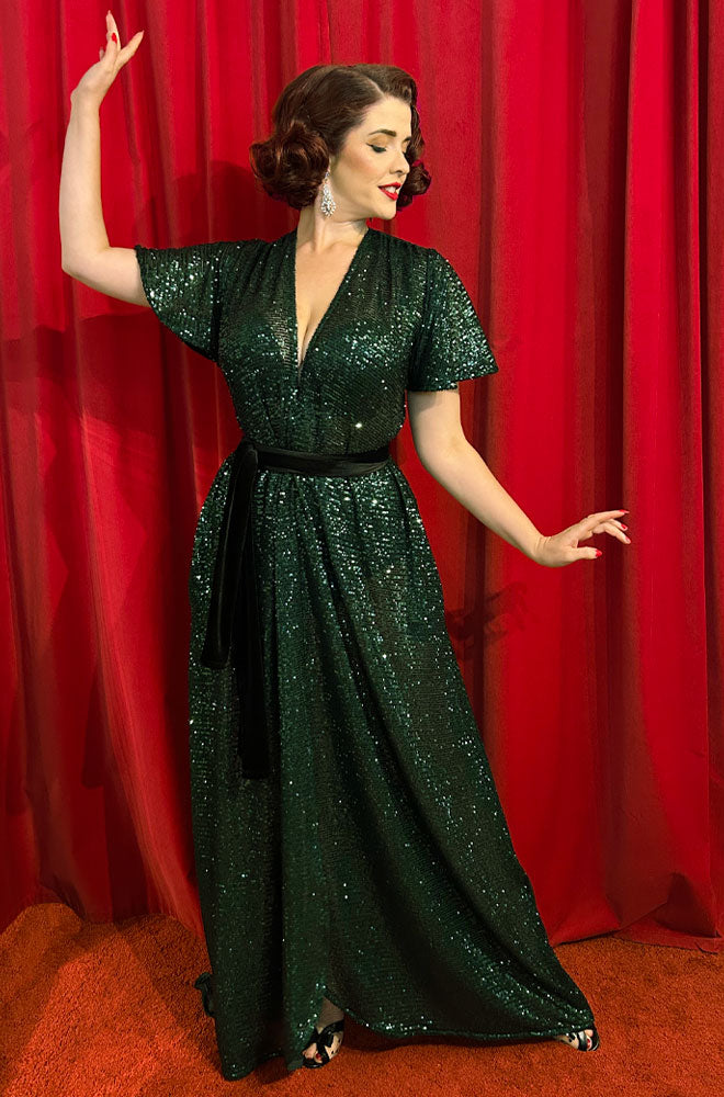 Pre Order Emerald Sequin Claudia Gown