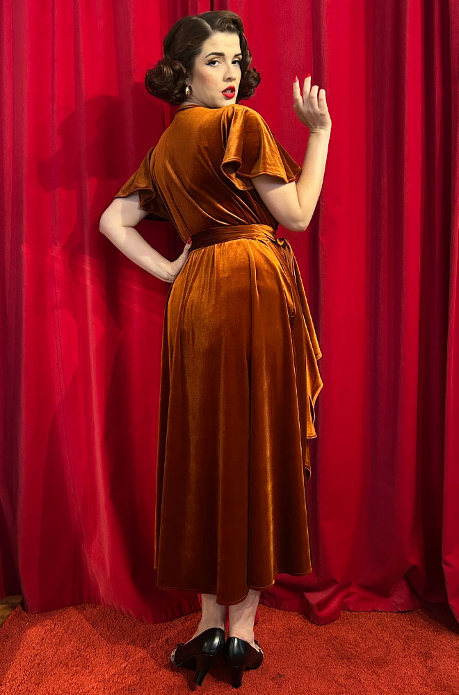 Pumpkin Velvet Midaxi Claudia Dress