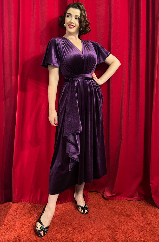 Purple Velvet Midaxi Claudia Dress