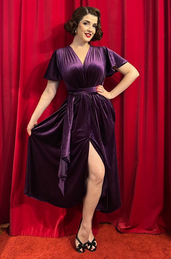 Purple Velvet Midaxi Claudia Dress