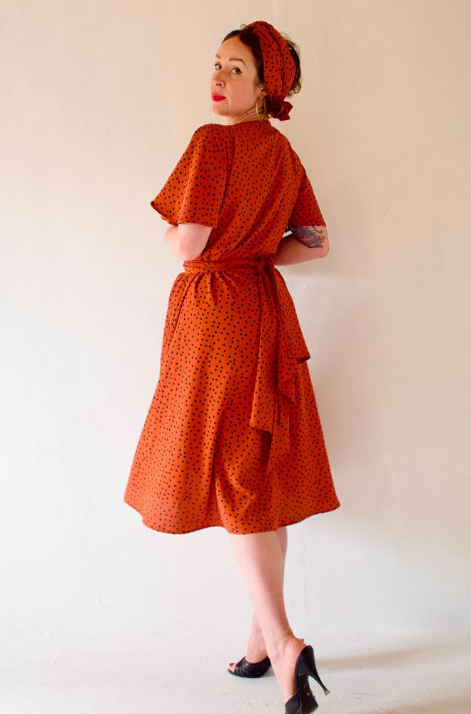 Pre Order Pumpkin Dotty Flutter Sleeve Claudia Dress
