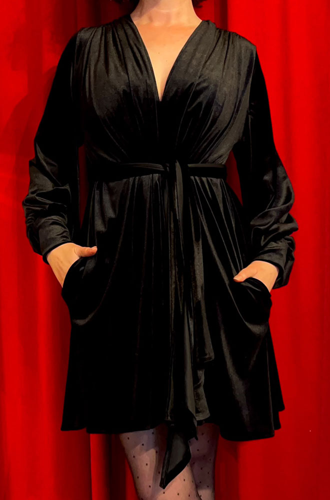 Black Velvet Claudina Mini Dress